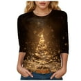 thumbnail image 1 of TTUHYWXI 3/4 Length Sleeve Womens Tops Christmas Loose Fit Crewneck T Shirts Cute Solid Three Quarter Length Tunic Tops (Bronze, XXL), 1 of 4