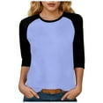 thumbnail image 1 of TTUHYWXI 3/4 Sleeve Tops for Women Workout Shirts Baseball Style Raglan Tshirts Casual Color Block Tees Comfy Steetwear (Light Blue, 3XL), 1 of 6