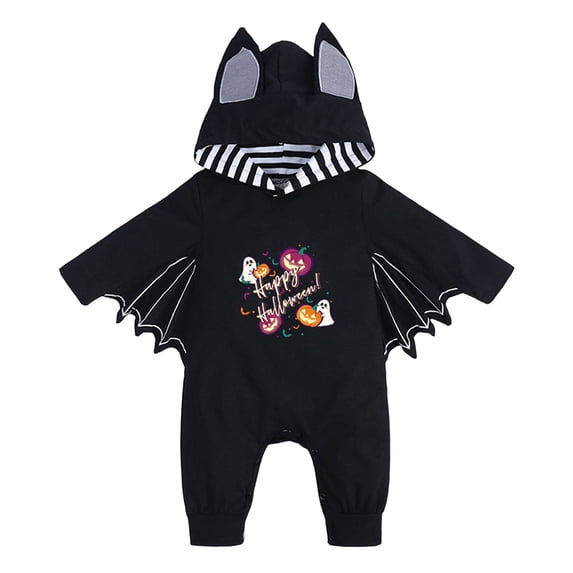 TTUHYWXI Baby Boy Halloween Costumes Infant Bat Long Sleeve Hoodie Romper Overall Baby boy Halloween Outfits (Dark Purple,3-6 Months)