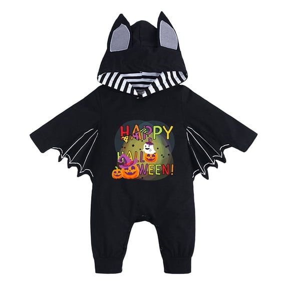 TTUHYWXI Baby Boy Halloween Costumes Infant Bat Long Sleeve Hoodie Romper Overall Baby boy Halloween Outfits (Green,3-6 Months)