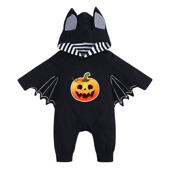 TTUHYWXI Baby Boy Halloween Costumes Infant Bat Long Sleeve Hoodie Romper Overall Baby boy Halloween Outfits (Yellow,0-3 Months)