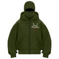 thumbnail image 1 of TTUHYWXI Balaclava Hoodie Cagoule Hiver Homme Winter Ski Chirsmas Hoodies With Mask Double Layer Hoodedsweatshirt Fleece Zip Hoodie (Army Green, XXL), 1 of 4
