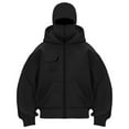 thumbnail image 1 of TTUHYWXI Balaclava Hoodie Jacket for Women Men, Y2K Zip Up Fashion Outerwear Double Layer Hooded Pullover, Winter Hip Hop Streetwear (Black, S), 1 of 4
