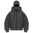 thumbnail image 1 of TTUHYWXI Balaclava Hoodie Jacket for Women Men, Y2K Zip Up Fashion Outerwear Double Layer Hooded Pullover, Winter Hip Hop Streetwear (Dark Gray, XL), 1 of 4