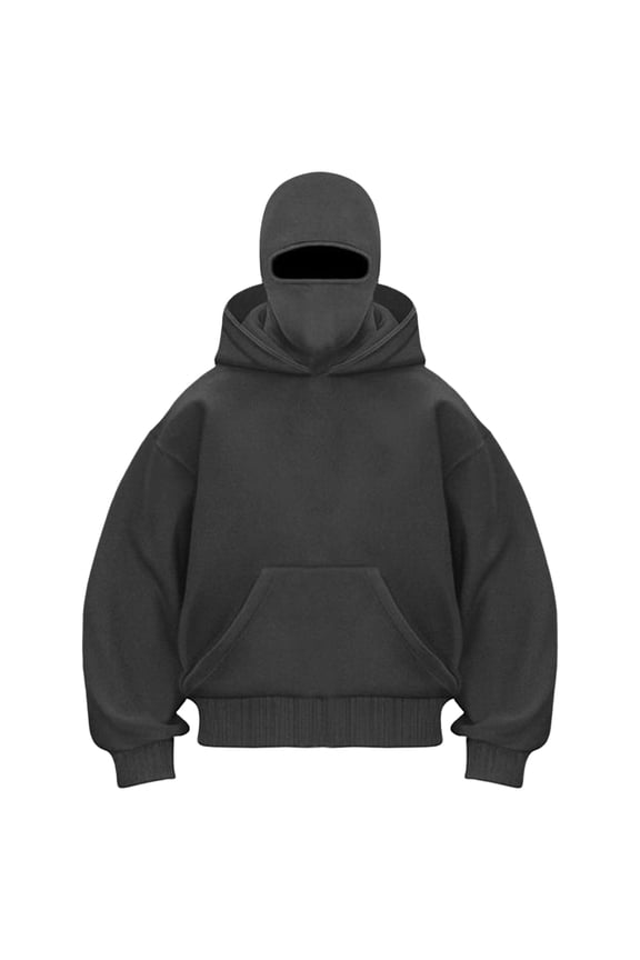 Balaclava Ninja Zipper Hoodie With Built In Balaclava,Double Hooded Jacket Hoodie With Mask,Winter Hoodies (Dark Gray, XXL)