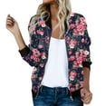 thumbnail image 1 of TTUHYWXI Bomber Jacket Women 2025 Floral Zip Up Zipper Sports Jackets Coats Stand Collar Causal Long Sleeve Lightweight Outerwear Tops (Hot Pink, S), 1 of 4