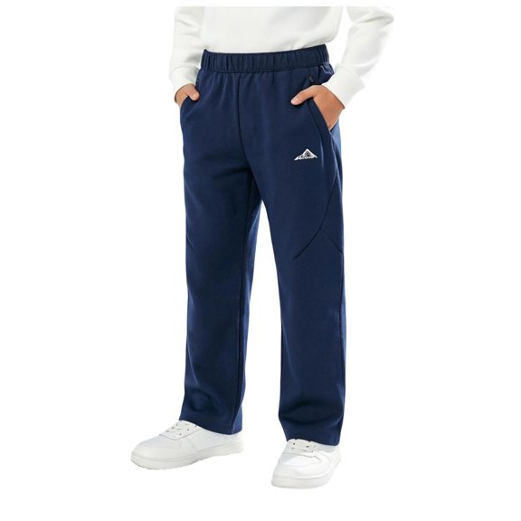 TTUHYWXI Boy's Winter Cycling Running Pant Water Resistant Fleece Mountain Bike Pants Cold Weather Gear Windproof (Navy,5-6 Years)