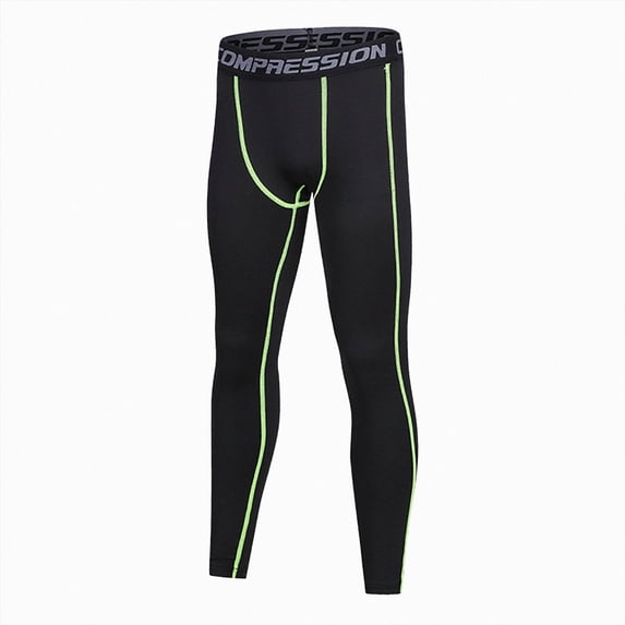 TTUHYWXI Boys Compression Pants, Youth Athletic Leggings for Basketball Football Running, Quick Dry Spandex Sports Tights (Light Green,12-13 Years)