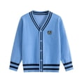 thumbnail image 1 of TTUHYWXI Boys Girls School Uniform Cardigan Sweater Soft Cotton V-Neck Soft Cotton Knit Outerwear(Blue,7-9 Years), 1 of 4