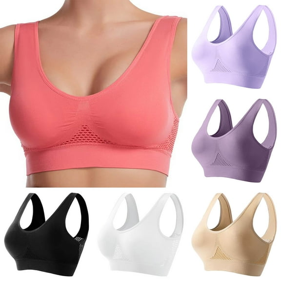 TTUHYWXI Breathable Bras for Women No Steel Ring Plus Size Soft Cool Liftup Air Bra No Underwire High Support Underwear (Light Purple, 30B-30D)