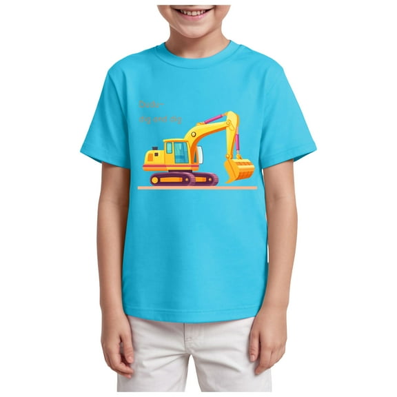 TTUHYWXI Car Shirts 2T 3T 4T Toddler Boy Clothes Truck Graphic Tees Little Kids Summer Short Sleeve Cotton Tops 2-8T (Sky Blue, 2-3 Years)