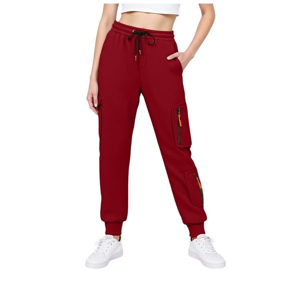TTUHYWXI Cargo Sweatpants for Women Baggy Comfy Athletic Joggers with Zipper Pockets Elastic Waist Outdoor Running Hiking Pants (, L)