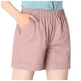 thumbnail image 1 of TTUHYWXI Casual Shorts for Women Elastic Waist Comfy Summer Pull On Solid Color Short with Pockets (Pink, XL), 1 of 5
