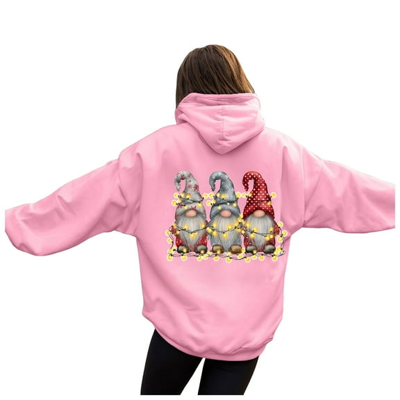 TTUHYWXI Christmas Hoodies for Women Fashion Graphic Sweatshirts Casual Long Sleeve Hooded Christmas Hoodies for Girls Teen (Pink, S)