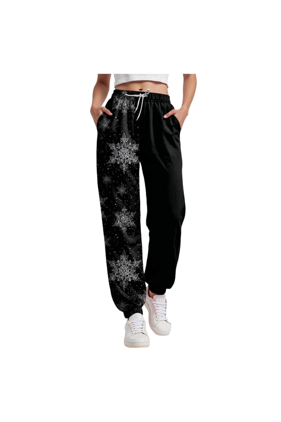Christmas Pajama Bottoms Women Cotton Flannel Pj Pants Fuzzy Plaid Pajamas with pockets & drawstring Soft Lounge Sleepwear (Black, M)