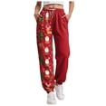 thumbnail image 1 of TTUHYWXI Christmas Pajamas Bottoms for Women Santa Claus Snowman Print Wide Leg Pj Pants with Pockets Lounge Sleepwear (Red, 3XL), 1 of 5