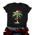 thumbnail image 1 of TTUHYWXI Christmas Palm Tree Shirts for Women Funny Hawaiian Beach Tropical Xmas Top Short Sleeve Casual Graphic Print T Shirt (Black, 3XL), 1 of 8