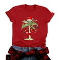 thumbnail image 1 of TTUHYWXI Christmas Palm Tree Shirts for Women Funny Hawaiian Beach Tropical Xmas Top Short Sleeve Casual Graphic Print T Shirt (Red, 3XL), 1 of 8