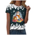 thumbnail image 1 of TTUHYWXI Christmas Shirts for Women Family Santa Graphic T Shirts Short Sleeve Funny Xmas Holiday Print Tee Tops (Dark Green, M), 1 of 9