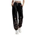 thumbnail image 1 of TTUHYWXI Christmas Sweatpants for Women 2025 High Waist Joggers Drawstring Elastic Fashion Pajamas Pants (Black, L), 1 of 4