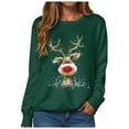 thumbnail image 1 of TTUHYWXI Christmas Sweatshirt Women Xmas Deer Graphic Fall Wimter Clothes Crewneck Pullover Long Raglan Sleeve Top (Green, M), 1 of 9