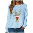 thumbnail image 1 of TTUHYWXI Christmas Sweatshirt Women Xmas Deer Graphic Fall Wimter Clothes Crewneck Pullover Long Raglan Sleeve Top (Sky Blue, XL), 1 of 9