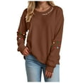 thumbnail image 1 of TTUHYWXI Christmas Sweatshirt for Women Light Sweatshirts Merry And Bright Xmas Long Sleeve Shirts Crewneck Pullover Tops (Brown, XXL), 1 of 5