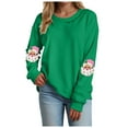 thumbnail image 1 of TTUHYWXI Christmas Sweatshirt for Women Merry Sweater Embroidered Striped Crewneck Sweatshirts Holiday Long Sleeve Pullover (Green, XXL), 1 of 5