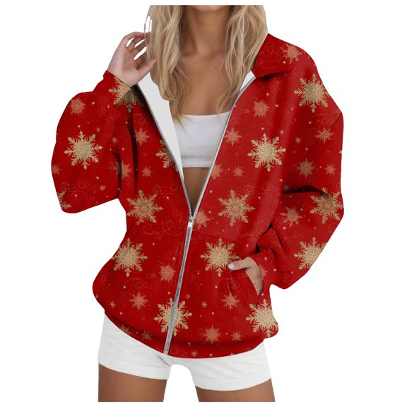 TTUHYWXI Christmas Sweatshirt for Women Sweater Cute Long Sleeve Crewneck Zip Up Pullover Tops for Fall Winter Outfits (Yellow, M)