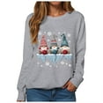 thumbnail image 1 of TTUHYWXI Christmas Sweatshirts Women Long Sleeve Pullover Shirts Funny Garden Gnome Graphic Tees Tops (Grey, L), 1 of 9