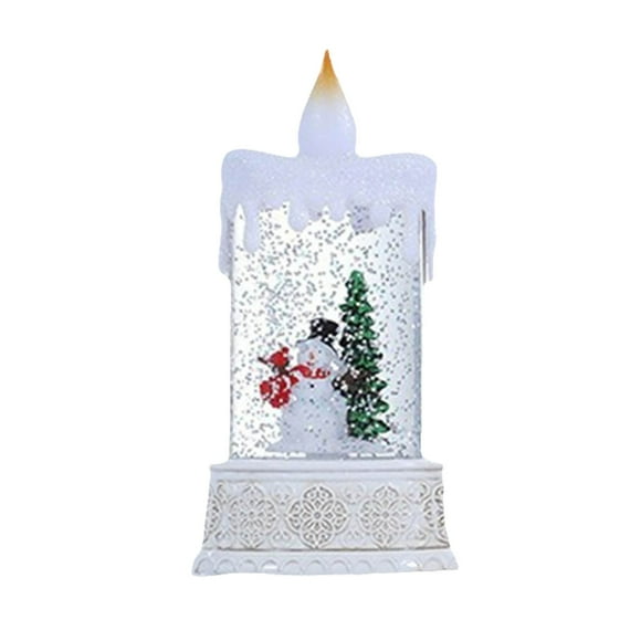 TTUHYWXI Christmas Tabletop Decor, Snowman Santa Cluas Snow Globe Water Spinning LED Lighted Candles, Battery Operated Clearance, 6.3in