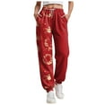 thumbnail image 1 of TTUHYWXI Christmas Womens Pajama Pants Casual Comfy Sleepwear Wide Leg Drawstring Bottoms with Pockets (Red, XL), 1 of 5