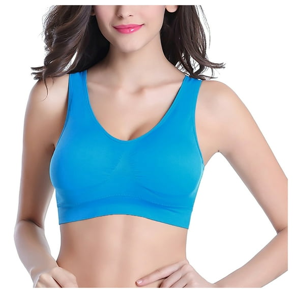 TTUHYWXI Comfort Bra, Seamless Removable Pads Sleep Bras, Yoga Bra, Sports Bras for Women (Blue, S)