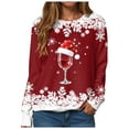 thumbnail image 1 of TTUHYWXI Crewneck Sweatshirts Ugly Christmas Sweater Women Funny Plus Size Long Sleeve Xmas Red Wine Glass Shirts Pullover (Red, XL), 1 of 9