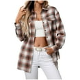 thumbnail image 1 of TTUHYWXI Flannel Shirt Women Plaid Shirts Button Down Long Sleeve Oversized Cotton Fitted Boyfriend Casual Blouse Tops (Orange, S), 1 of 8