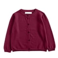 thumbnail image 1 of TTUHYWXI Girls Button Down Cardigan Kids Long Sleeve Crewneck Uniform Knit Sweater (Brick Red,18-24 Months), 1 of 5