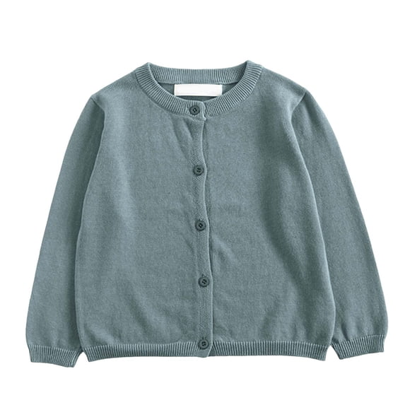 TTUHYWXI Girls Cardigan Kids School Uniform Sweater Cotton Knit Girls Sweaters Button Crewneck Toddler Cardigans (AG,2-3 Years)