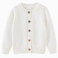thumbnail image 1 of TTUHYWXI Girls Cardigan Sweater School Uniforms Toddler Long Sleeve Button Knit Solid Sweaters Tops (White,7-8 Years), 1 of 7