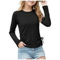 thumbnail image 1 of TTUHYWXI Girls Long Sleeve Shirts Ruched Knot Side Tunic Blouse Tee Tops (Black, 5-6 Years), 1 of 5