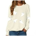 thumbnail image 1 of TTUHYWXI Halloween Boo Sweatshirts Women Ghost Sequin Pullover Tops Funny Spooky Season Long Sleeve Shirt Casual Sparkle Top (Beige, S), 1 of 9