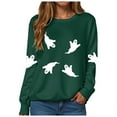 thumbnail image 1 of TTUHYWXI Halloween Boo Sweatshirts Women Ghost Sequin Pullover Tops Funny Spooky Season Long Sleeve Shirt Casual Sparkle Top (Green, M), 1 of 9