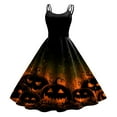thumbnail image 1 of TTUHYWXI Halloween Dresses for Women 2025 Vintage 50s Spaghetti Strap Scary Graphic A Line Midi Dress for Cocktail Party (Orange, XXL), 1 of 6