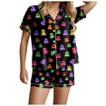 thumbnail image 1 of TTUHYWXI Halloween Pajama Set for Women 2025 Fall Graphic Button Up Sleepwears Ladies Ctue 2 Piece Top and Shorts Pjs Sets (Hot Pink, XL), 1 of 7