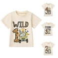 thumbnail image 1 of TTUHYWXI Kids Toddler Baby Boys Girls Birthday T-Shirt Wild One/Two/Three/Four Years Jungle Safari Animal Shirt (Yellow, 3-4 Years), 1 of 4