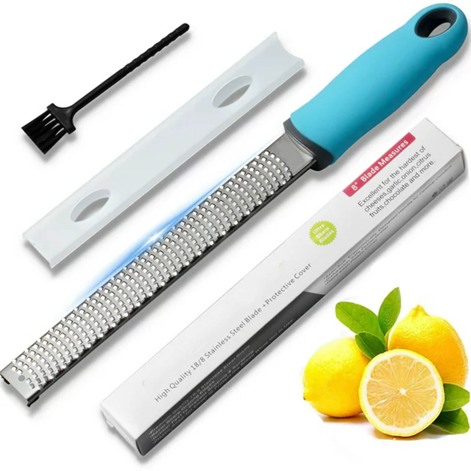 TTUHYWXI Lemon Zester & Cheese Grater â Stainless Steel - A Sharp Kitchen Tool for Ginger, Garlic, Nutmeg, Chocolate, Vegetables, Fruits, Dishwasher Safe,Blue One Size