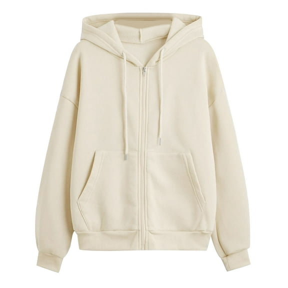 TTUHYWXI Mens Womens Double Zip Up Hoodie Oversized Acid Wash Heavyweight Fleece Cotton Zipper Hoodie Vintage (Beige, L)