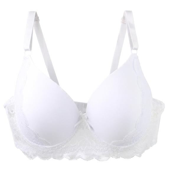TTUHYWXI Minimizer Bras for Women Full Coverage Push Up Lace Bra Supportive with Underwire for Everyday Wear (White,90D)