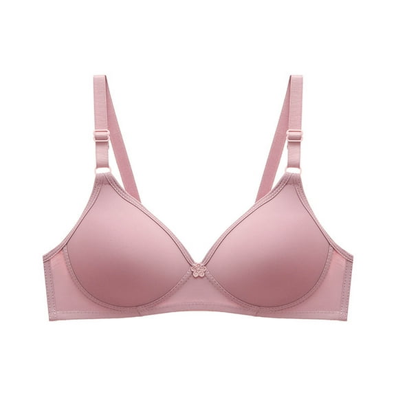 TTUHYWXI No Underwire Push Up Bras for Women Full Coverage Seamless Wireless Bras Non Padded Comfort Wire-Free Minimizer Bra (Pink, M)