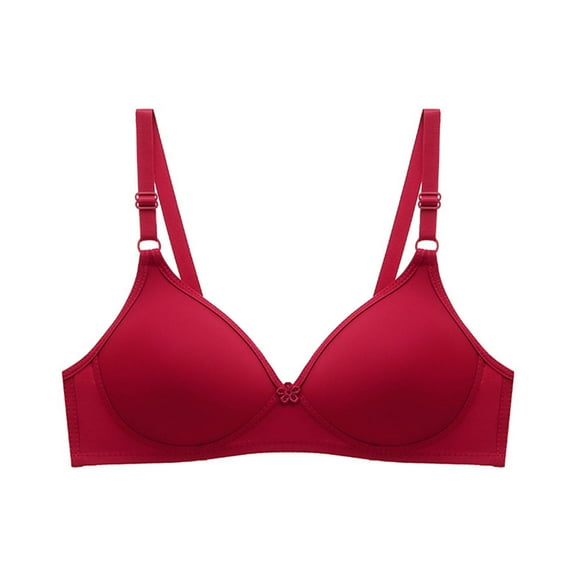 TTUHYWXI No Underwire Push Up Bras for Women Full Coverage Seamless Wireless Bras Non Padded Comfort Wire-Free Minimizer Bra (Red, XL)