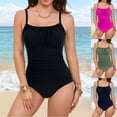 thumbnail image 1 of TTUHYWXI One Piece Bathing Suit for Women Tummy Control Swimsuit Slimming Vintage Swimwear (Black, M), 1 of 9